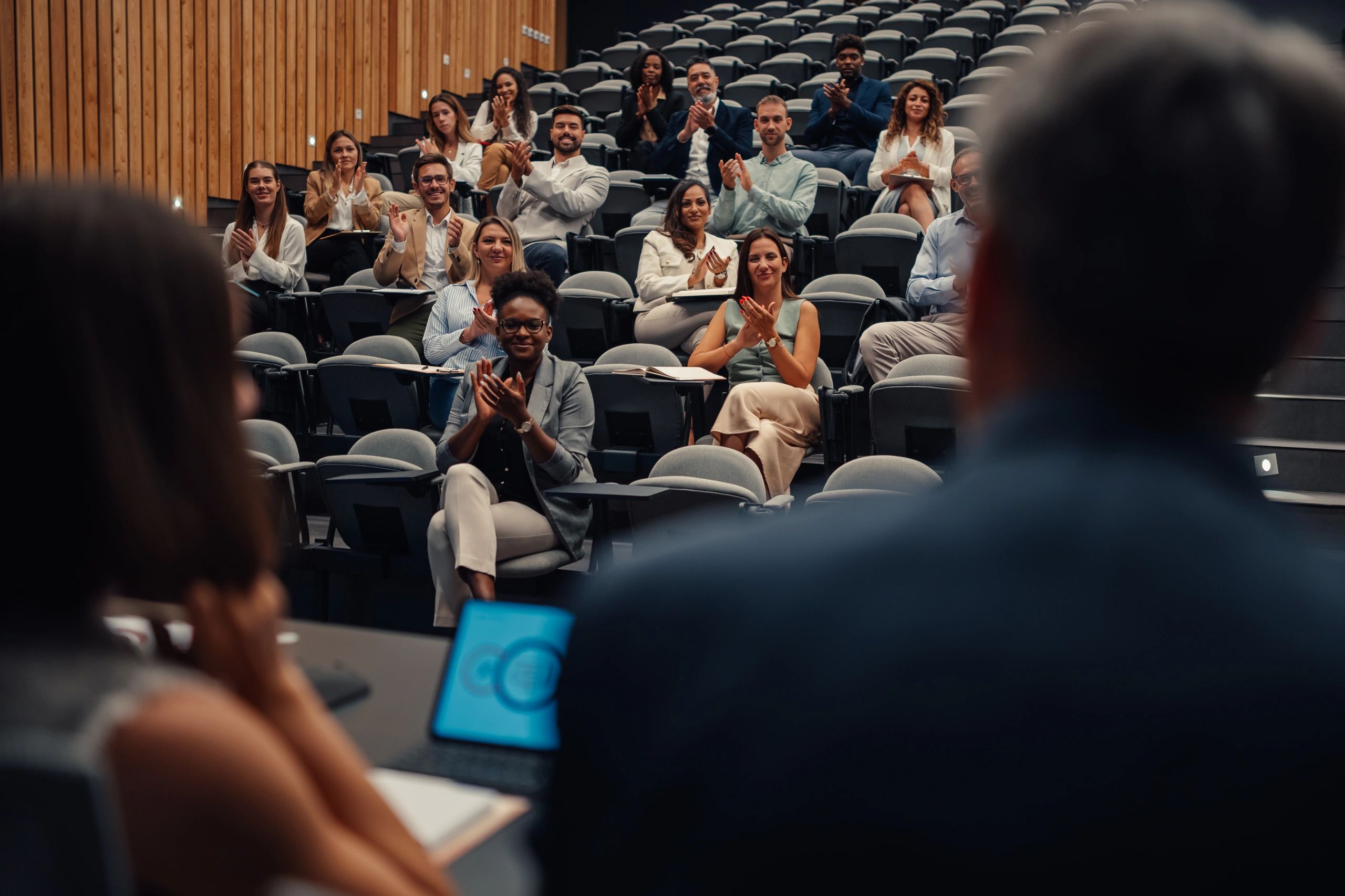 Business audience attending a professional technology event